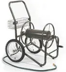 Liberty Garden 2-Wheel Water Hose Reel Cart with Basket, Bronze