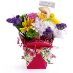 Summer Time Fresh Cut Live Flowers Arranged in a Takeout Container with Your Personal Message Tucked Inside a Fortune Cookie