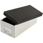 Oxford Index Card Storage Box, Holds 1,000 3 x 5 Cards, 5.5 x 11.5 x 3.88, Pressboard, Marble White/Black