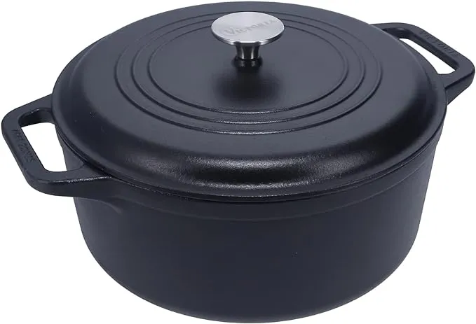 Victoria 6-Quart Cast Iron Combo Cooker, Combination Dutch Oven and Skillet, Made in Colombia, 2-Piece Set