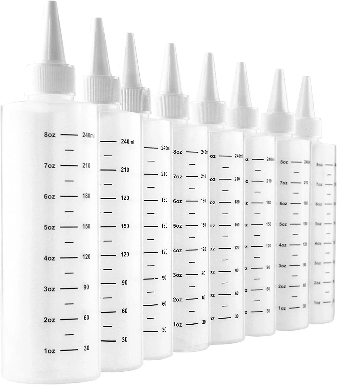 8oz Plastic Squeeze Bottles w/ Graduated Measurements 8pk, Portion Control