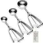 Cookie Scoop Set of 3 - Ice Cream Scoop with Trigger Include 1.5 Tbsp / 2.8 Tbsp / 5.4 Tbsp - 18/8 Stainless Steel Heavy Duty Cookie Dough Scoop for Baking Melon Baller Meatball Cupcake Muffin