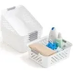 Iris USA Osb Plastic Storage Shelf Basket - Medium 6pc, White (6 Pack)