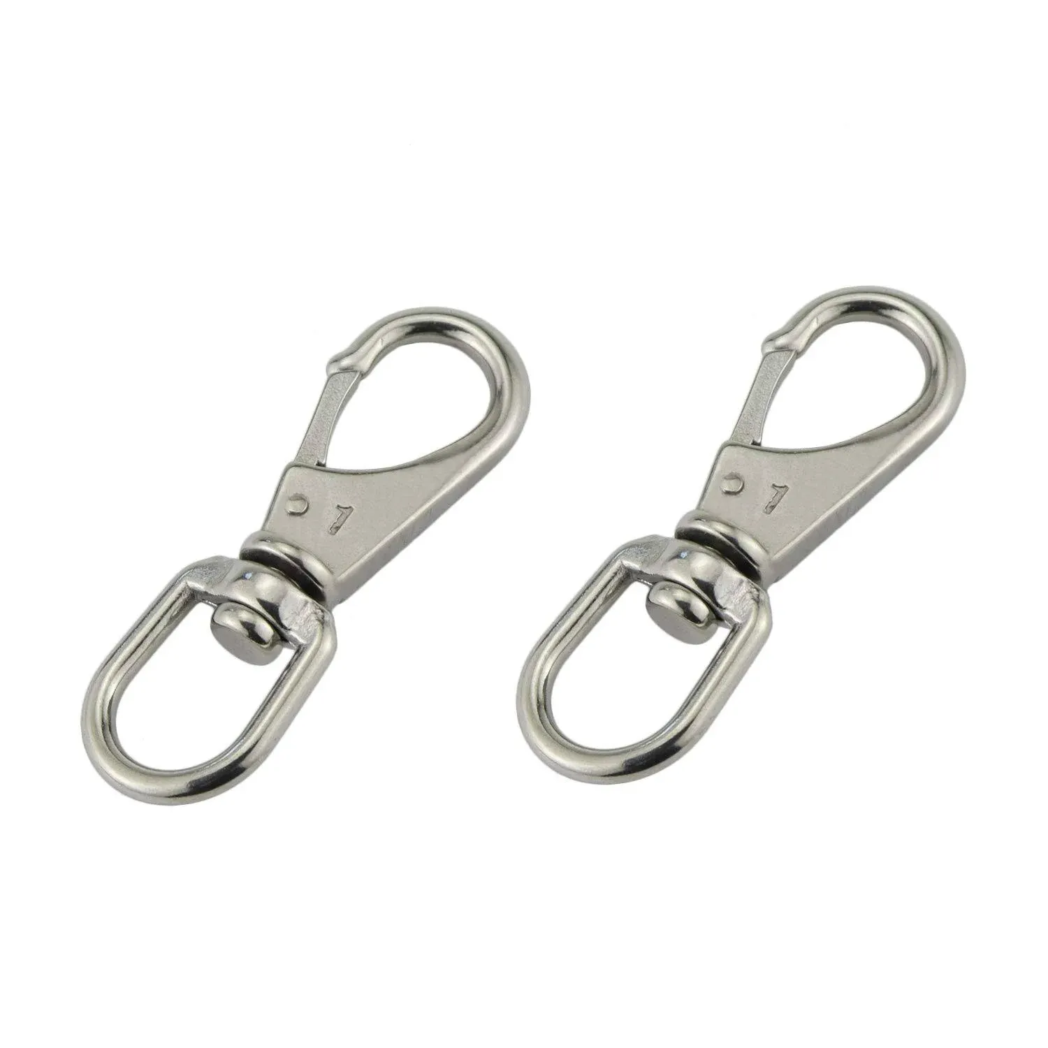 2Pack Stainless Steel 304 Swivel Eye Snap Hooks (3-7/16In x 1-3/16 Inch), Universal Marine Scuba Diving Clips, Hardware Spring Buckles for Bird Feeders/Pet Chains/Collars/Keychains and More M5(1#)