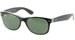 Ray-Ban Sunglasses unisex New Wayfarer Color Mix - Black On Transparent Frame Green Lenses 55-18