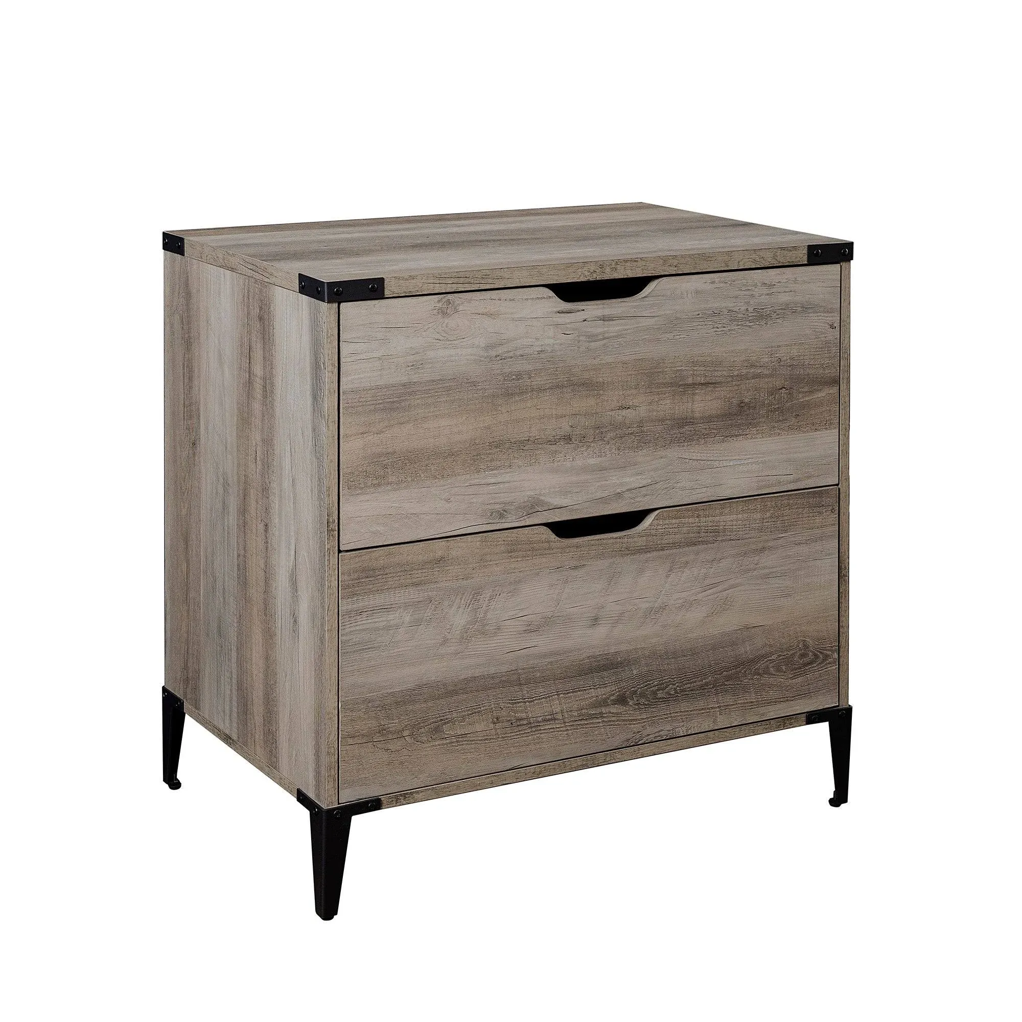 Modern Farmhouse Angle Iron 2-Drawer Filing Cabinet