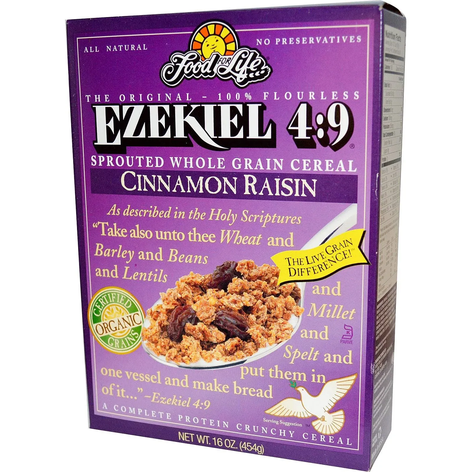 Food For Life Ezekiel Sprouted Whole Grain Cereal Cinnamon Raisin 454g