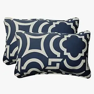 Pillow Perfect Indoor/Outdoor Carmody Corded Rectangular Throw Pillow Navy Set of 2