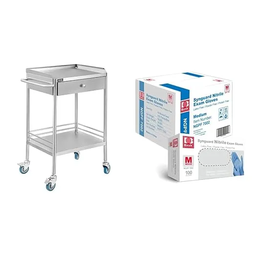 VEVOR Utility Cart with 3 Shelves Shelf Stainless Steel with Wheels Rolling Cart Commercial Wheel Dental Lab Cart Utility Services (3 Shelves/ 1 Drawer)