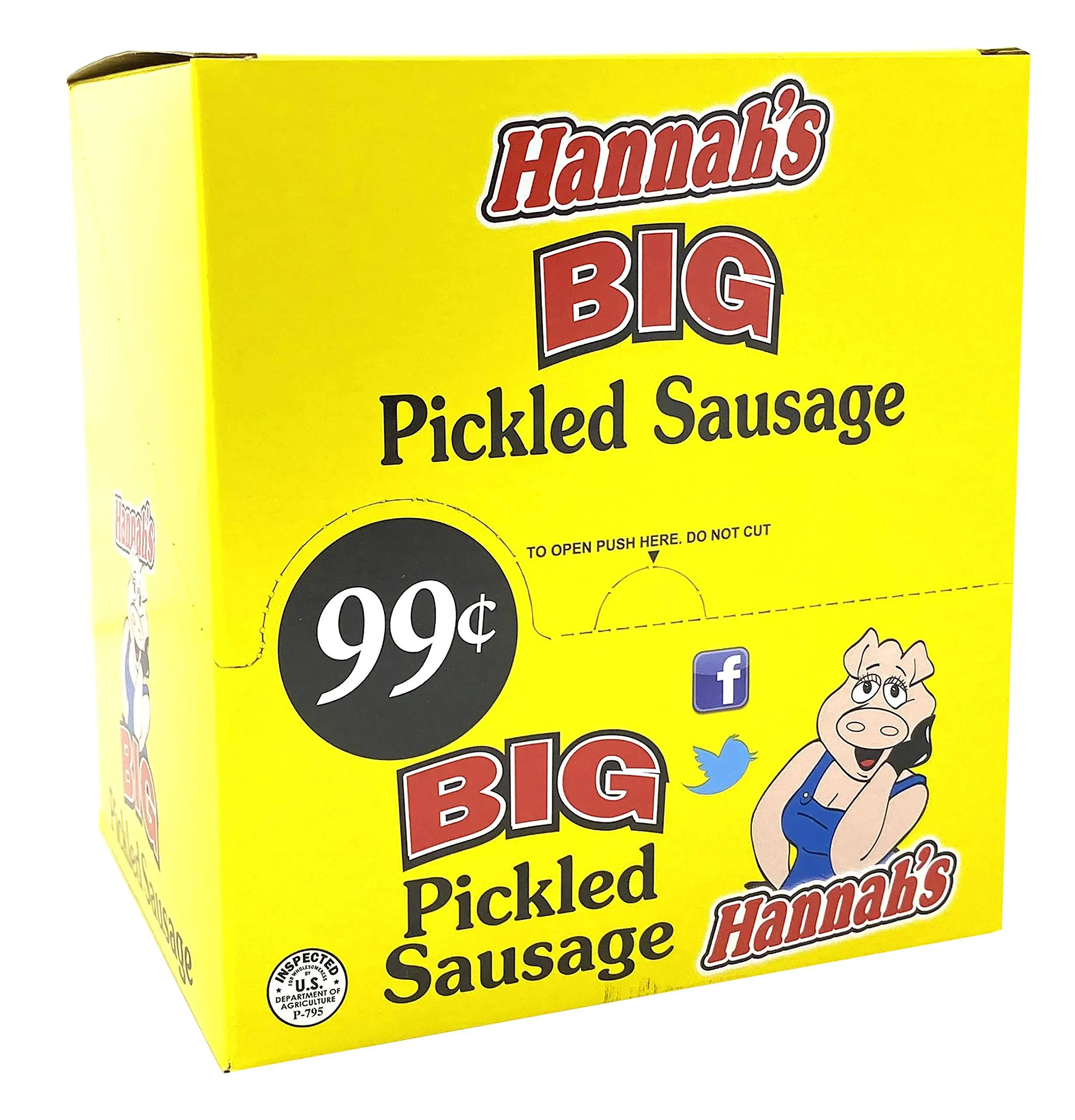 Hannah?s Big Pickled Sausage Pack of 20 (1.7 Ounce Sticks) ? Chicken, Pork, and