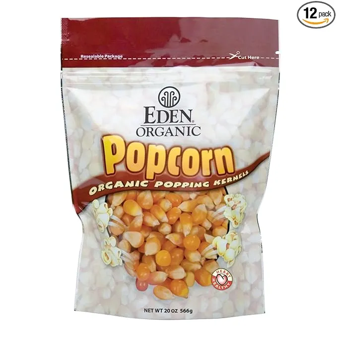 Eden Organic Yellow Popcorn, 20-Ounce Pouches (Pack of 12)