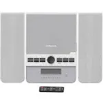 Craig CM427BT-SL 3-Piece Vertical CD Stereo Shelf System with AM/FM Radio, Bluetooth Wireless Technology & Remote Control in Silver | LED Display