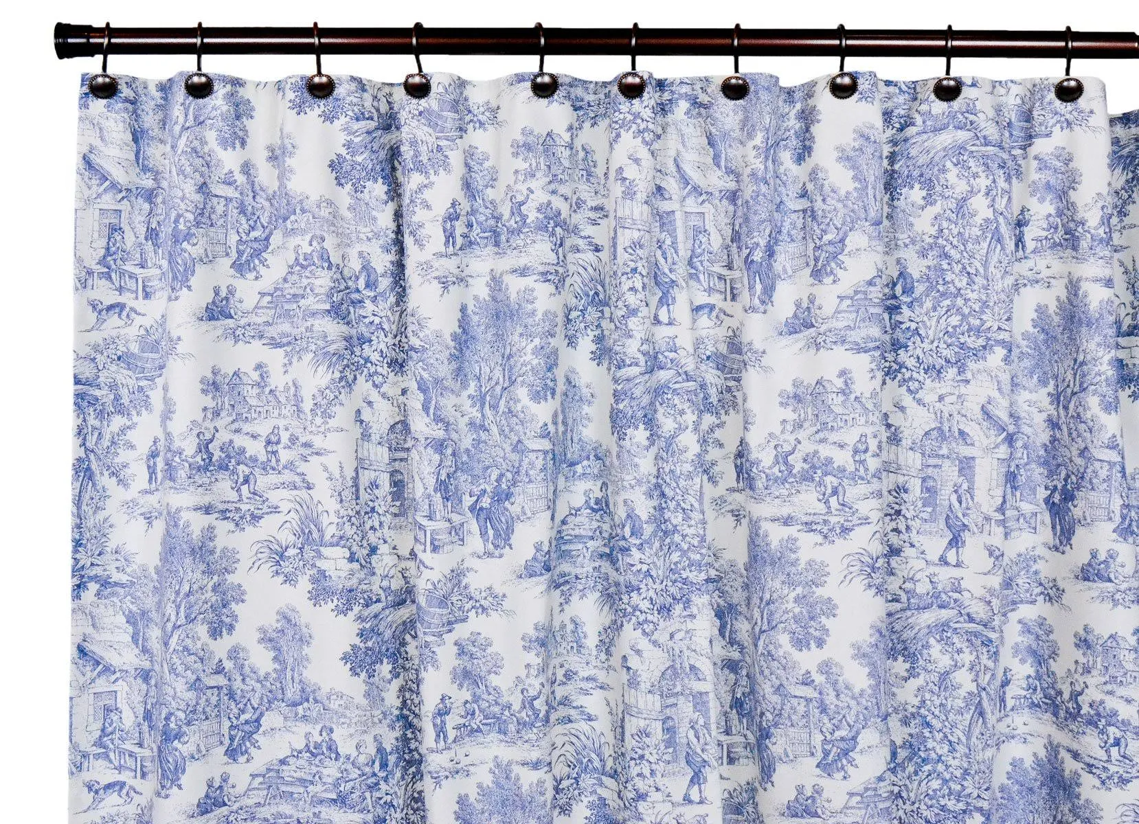 Ellis Curtain Victoria Park Toile 72 in. L Blue Shower Curtain 730462799807