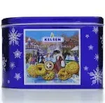 Kelsen Danish Butter Cookies in Decorative Holiday Tin, 80 Ounce (300 Cookies)