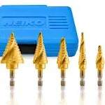 Neiko Quick Change Spiral Grooved Step Drill Bit Set, 5 Piece SAE 10173A