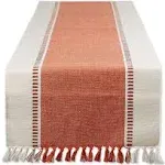 Dii Striped Fringe Ribbed Table Runner 13x72" - Burnt Orange