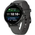 Garmin Venu 3S Slate Stainless Steel Bezel 1.2-Inch AMOLED Touchscreen Display Smart Watch with 41mm Pebble Gray Case and Silicone Band