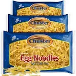 ChusterNoodle Fettucine Short Egg Noodles | 3 Pack of Wide Enriched Medium Size Noodle Pasta for Soup, Ramen, Stroganoff, Stir Fry Lo Mein & Other Asian Fare | Low Sodium, Kosher Pareve Pappardelle