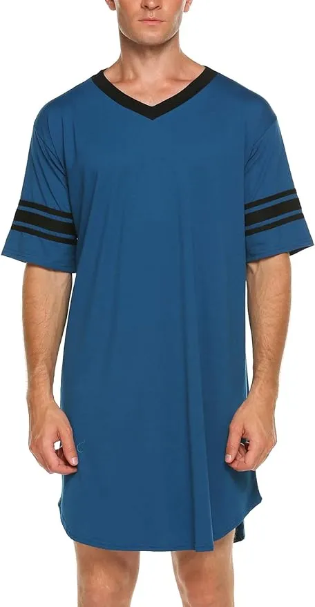 Men&#8217;s Short Sleeve V-Neck Stitching Pajamas