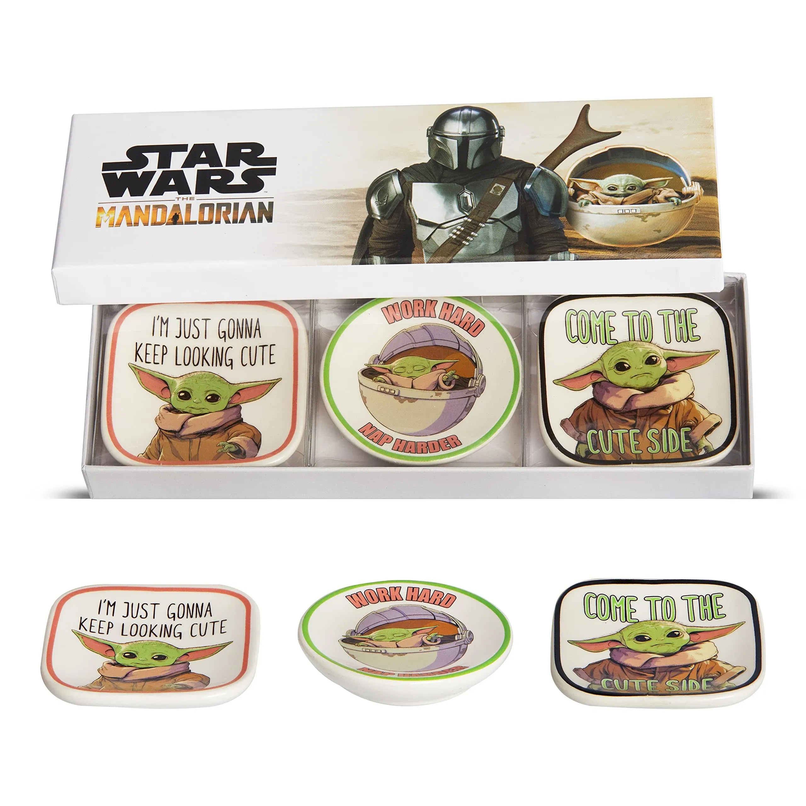 Disney Star Wars The Child Grogu Mini Trinket Tray Gift Set, 3 Piece Jewelry Dish Ring Holder