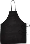 Winco BA-PBK Full Length Bib Apron with Pocket Black