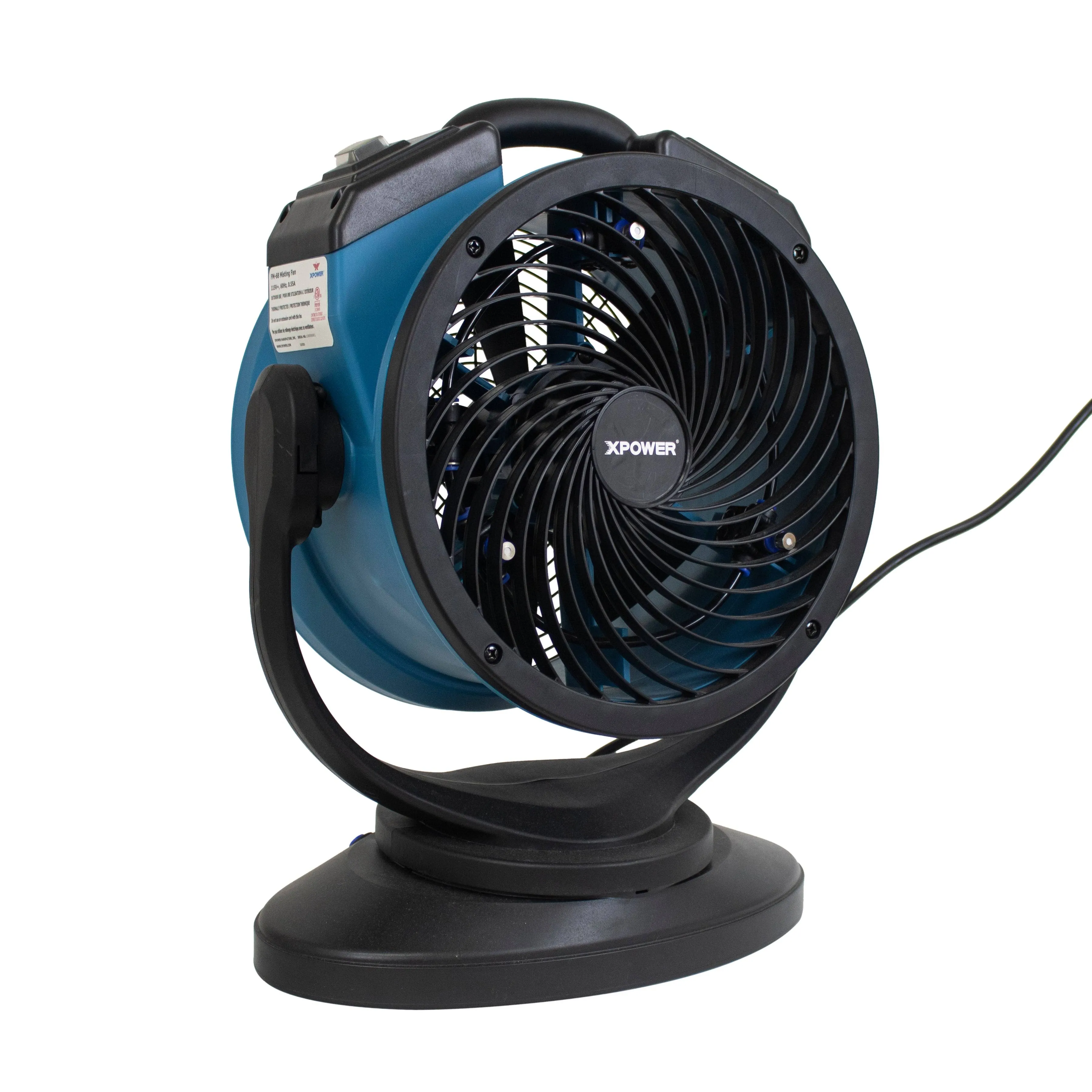 XPOWER Misting Fan FM-68, Outdoor Cooling, Oscillating, Heavy Duty, Powerful, High Velocity, 3-Speed, Ideal for Camping, Patios, Picnics, & More, 15 In