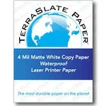 TerraSlate Waterproof Paper, 5 MIL 8.5 x 11 Inches, Bright White, 250 Sheets I Durable & Rain/Weather-Proof Copy Paper