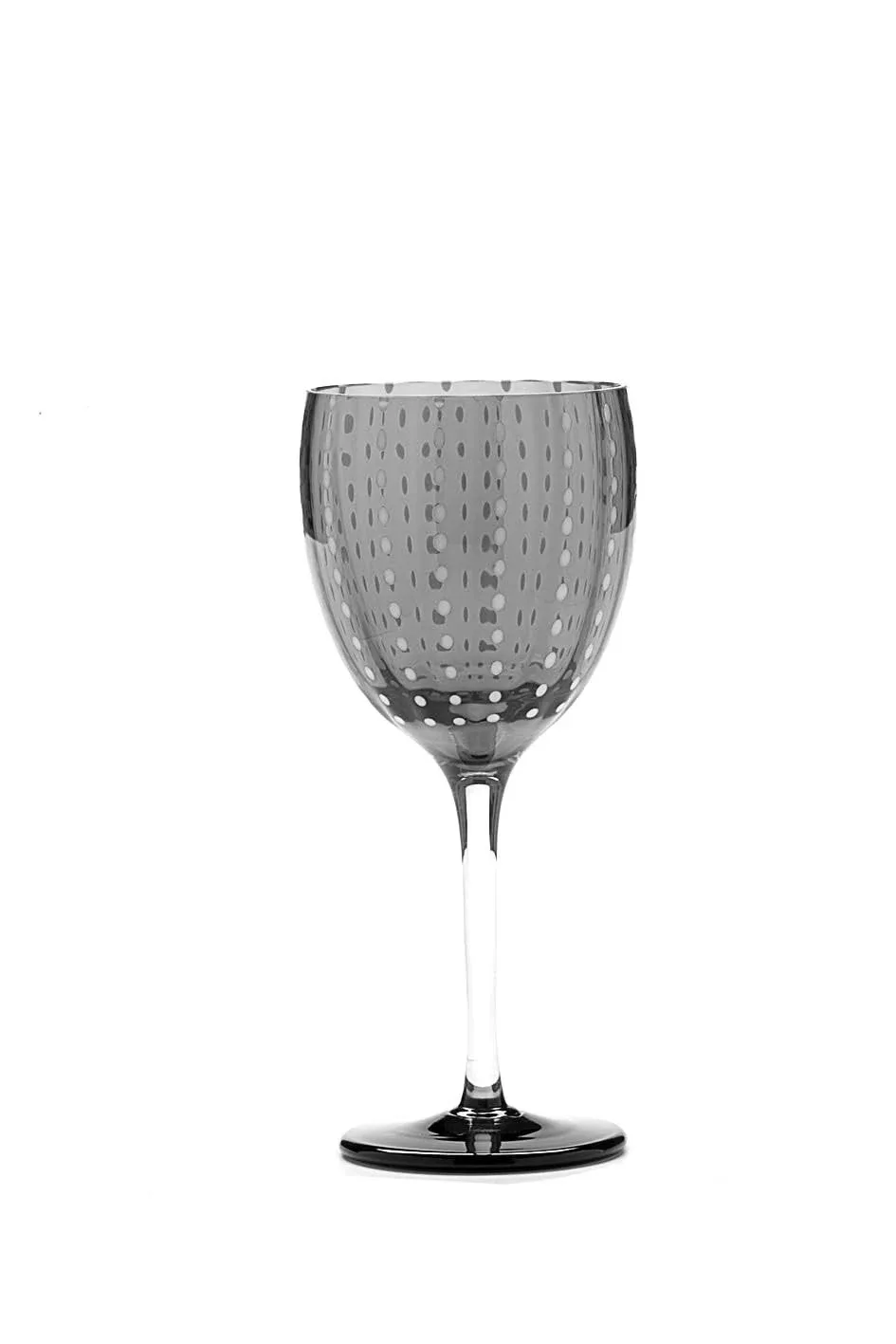 Zafferano Perle Glass Wine Goblet Grey (Set of 2)