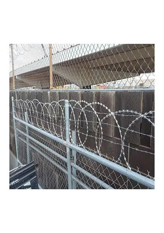 Razor Wire Galvanized Barbed Wire Razor Ribbon Barbed Wire 18 inches 250 Feet 5 Coils Per Roll