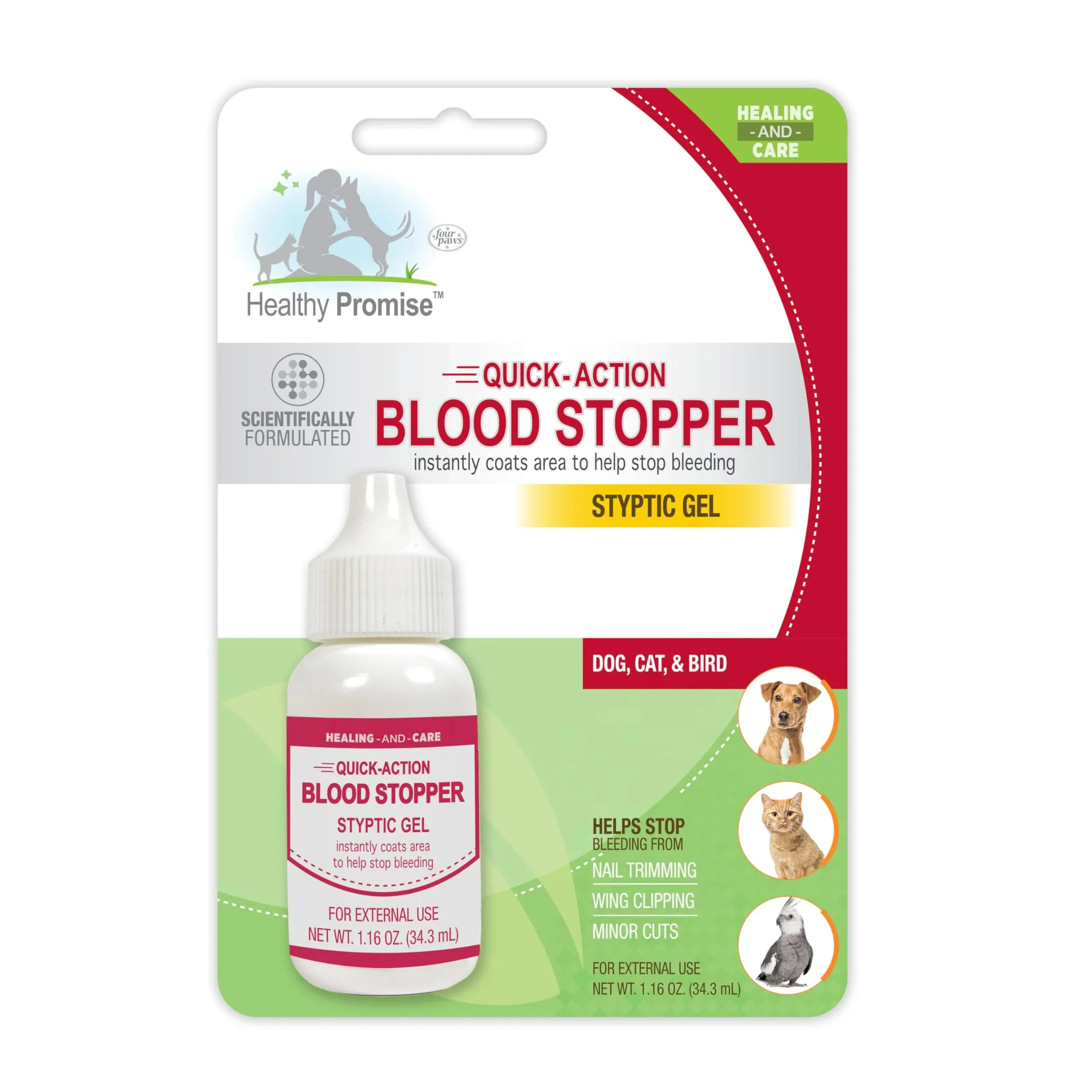 Four Paws Healthy Promise Quick Action Blood Stopper Styptic Gel for Dogs & Cats, 1.16 Ounces (Pack of 1)