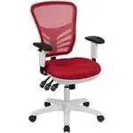 Flash Furniture Mid Back Mesh Multifunction Executive Swivel Ergonomic Office Chair with Adjustable Arms - Red/White