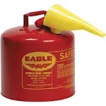 Eagle Mfg Type l Safety Cans, Gas, 5 gal, Red, Funnel