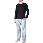 SLEEPHERO Men’s 2 Piece Pajama Set with Cotton Knit Men Pajama Pants and Long Sleeve Henley T-Shirt