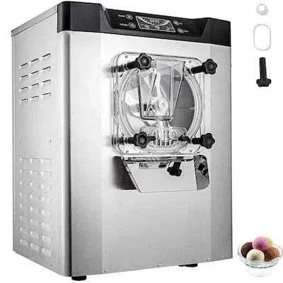 VEVOR Commercial Ice Cream Machine 1400W 20/5.3 GPH Hard Serve Ice Cream Maker with LED Display Screen Auto Shut-Off Timer One Flavors Perfect for Restaurants Snack barSupermarkets, Silver