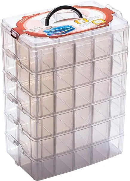 6 Layers Stackable Storage Container Clear 60 Adjustable Compartmentsco<wbr/>mpatible 