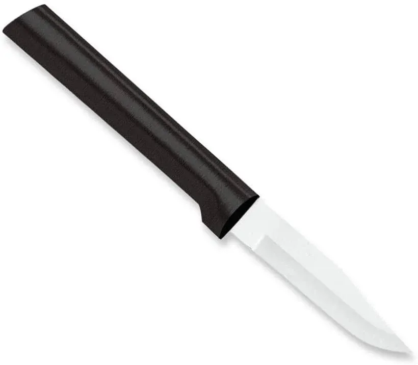 Rada Cutlery Peeling Paring Knife Stainless Steel Resin Made in the USA, 6-1/8 Inches, Black Handle