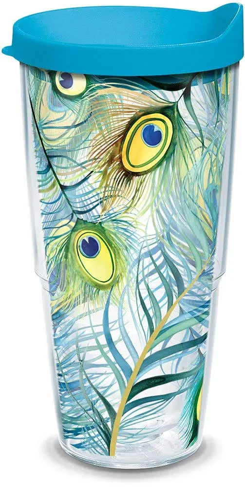 Peacock Feathers Tervis 24 oz Insulated Tumbler Cup BPA Free Made in USA