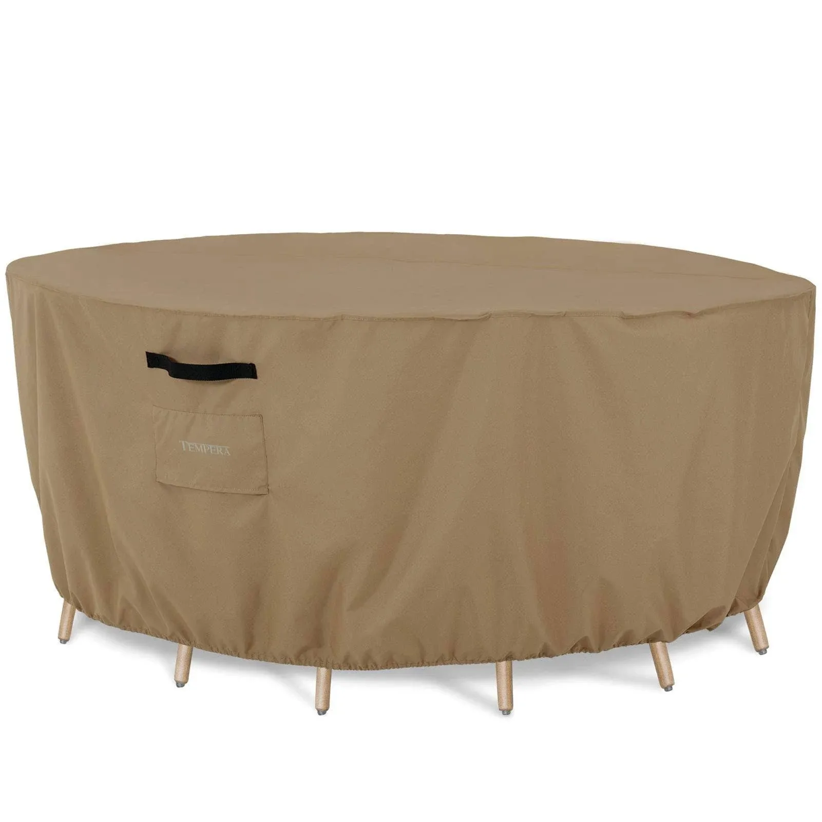 Tempera Patio Table Cover , Sectional Sofa , Dining Set Cover Outdoor , Anti-Fading , Waterproof for Outside Furniture, 110"D x 27.8"H, Taupe