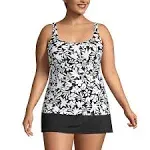 Lands' End Women's Square Neck Underwire Tankini Top Swimsuit Adjustable Straps