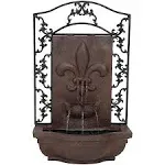 Sunnydaze French Lily Outdoor Wall Fountain, Iron, 33 inch