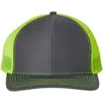 Richardson 112 Snapback Trucker Cap One Size Charcoal / Neon Yellow