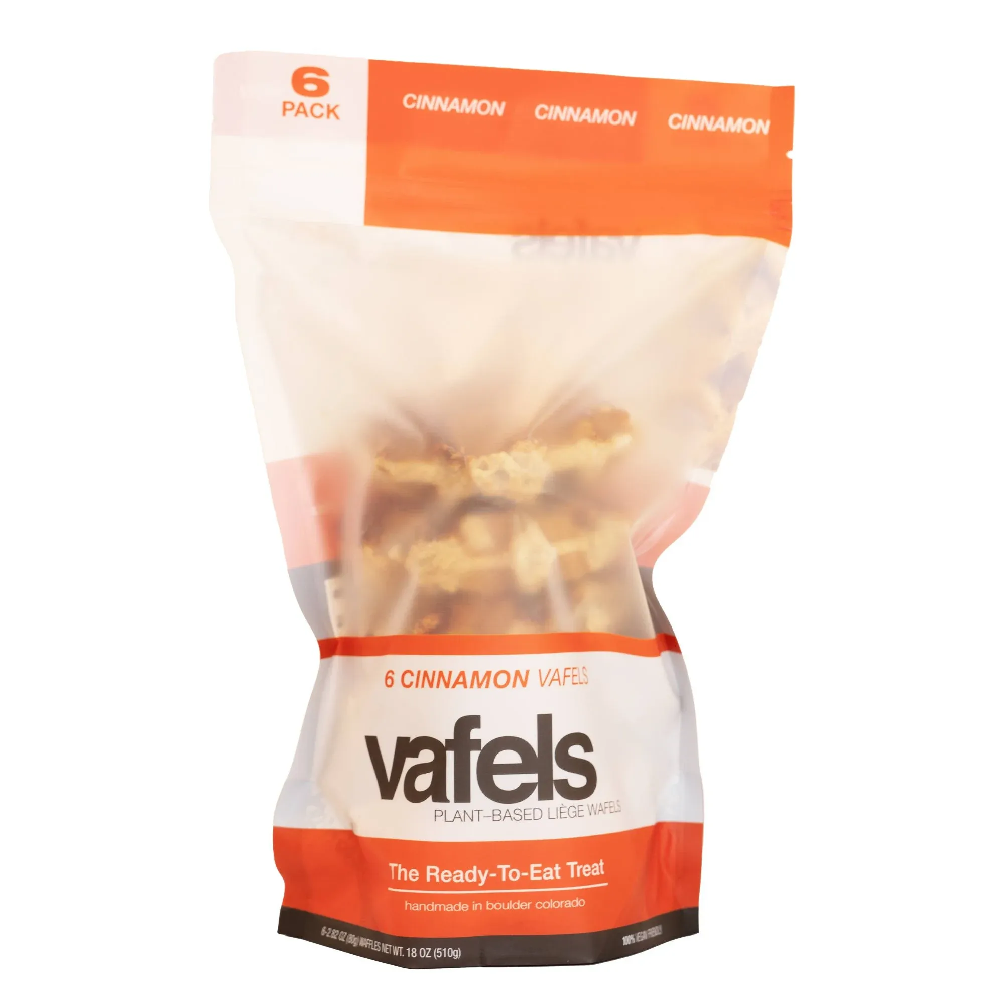 VAFELS Plant-Based Liège Wafel - Organic Pearl Sugar Infused Belgian Waffle | Vegan | Small-batch | Handmade with Brioche-Based dough | Sports Nutrition Waffle & Healthy Snack | (Cinnamon)