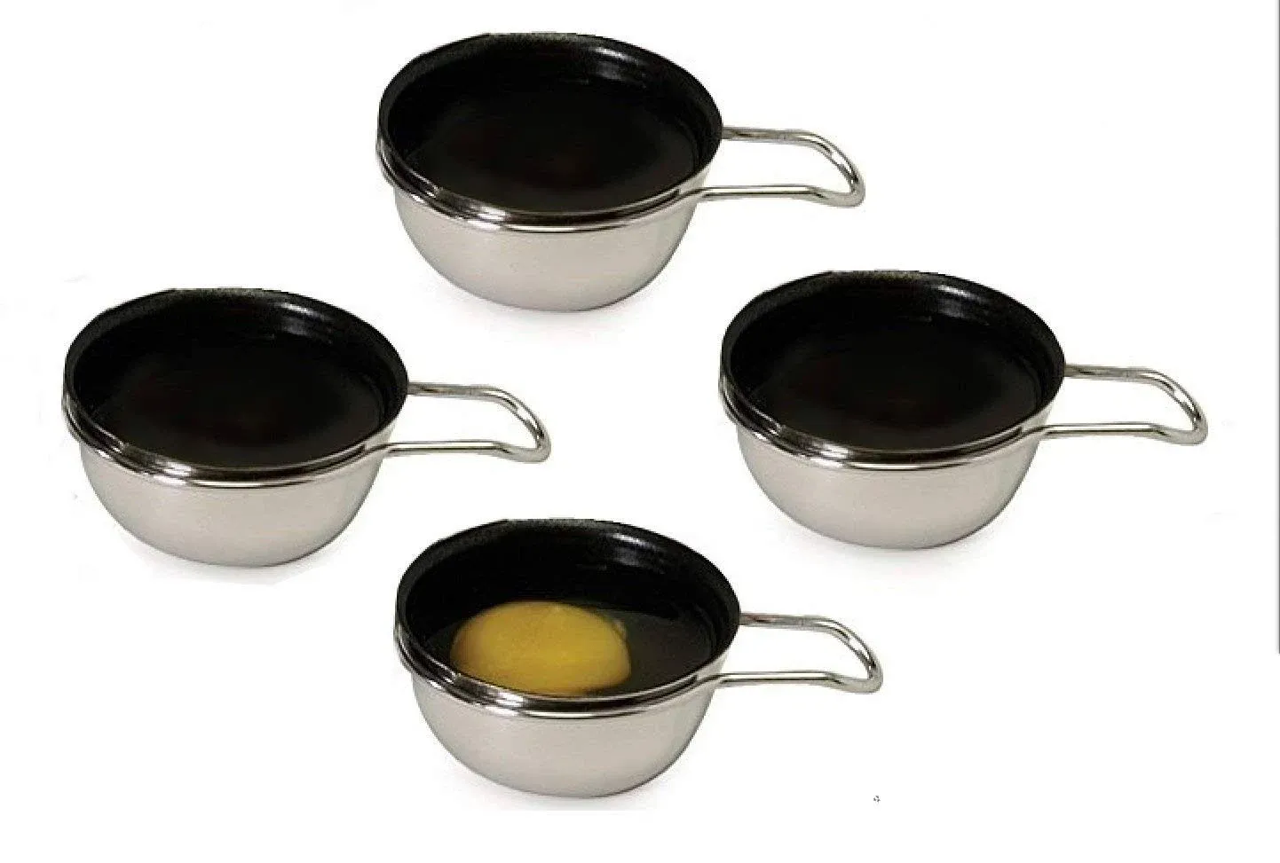 ExcelSteel 4 PC Replacement Egg Cups Nonstick Coating - Black