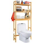 Bamboo Over the Toilet Storage — Adjustable Bottom &amp; Lid-Friendly Height to F...