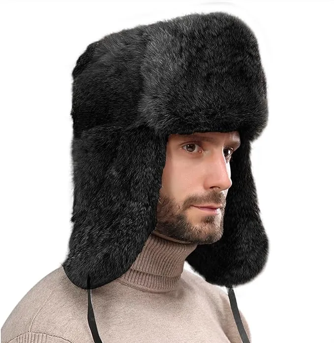 PURFUN Men Women Faux Fur Trapper Hat Winter Thick Furry Ushanka Earflap Cap Win