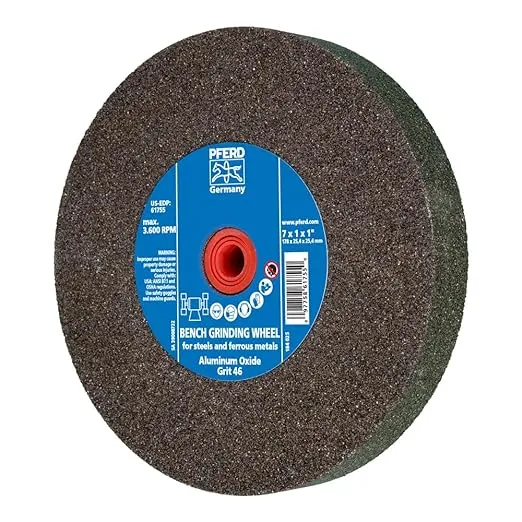 7" x 1" Vitrified Bench Wheel - 1" A.H., Aluminum Oxide, 46 Grit