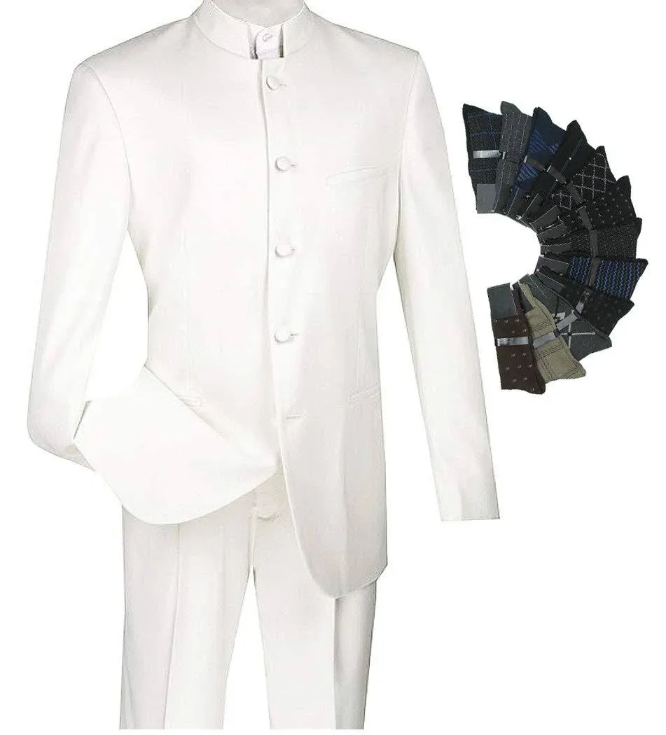 Sharp Mandarin Banded Collar Nehru Church Suit W/1 Pair Socks