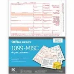 Office Depot Brand 1099-MISC Laser Tax Forms, 4-Part, 2-Up, 8-1/2&#034; x 11&#034;, 50PK