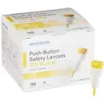 McKesson Lancet Push-Button Safety Blue Depth Settings - 1.8 mm Depth 100per Box 12 oz 23 G