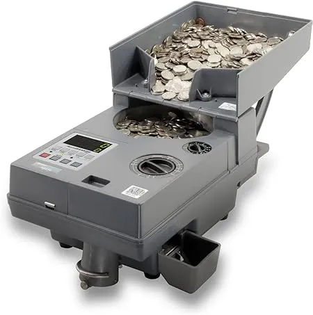 AccuBANKER AB610 USD Coin Counter, Token Counter, International Coins Counter, Speeds of 2,000 Coins/Min, Hopper Capacity 4000 Coins